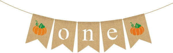 Rainlemon Jute Burlap Pumpkin One High Chair Banner Fall Thanksgiving Boy Girl 1st