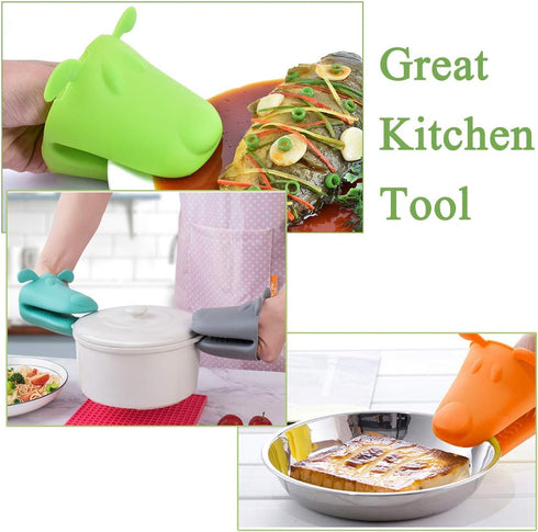 Pinch QTECLOR Mini Oven Mitts Gloves-BPA Free Silicone,Heat Resistant, Cooking Mitts Potholder for Kitchen Cooking