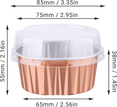 EUSOAR Baking Cups Aluminum Foil, 5oz Pack of 30 Blue Red Rose Gold Cupcake Cups with Lids, 125ml Ramekins