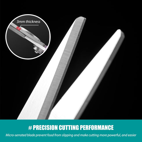 KUNIFU Heavy Duty Kitchen Scissors, All Purpose Shears, Dishwasher Safe, Ultra Sharp Stainless Steel