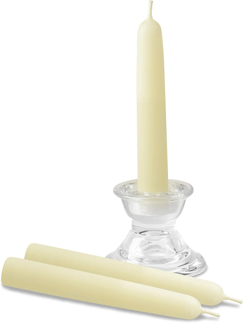 Hyoola 4" Beeswax Taper Candles, 12 Pack, Handmade, 100% Pure Unscented Bee Wax, Decorative White, 4 Hour Burn