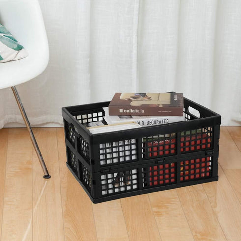 Utiao 34 3 Packs Quart Collapsible Storage Bins, Folding Crate, Milk Crate