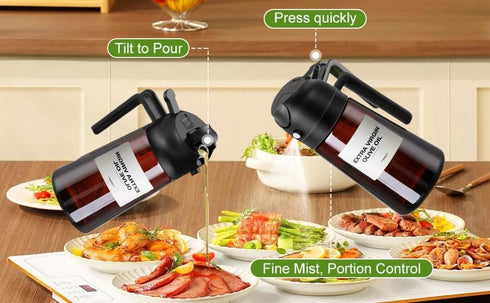 Zwzjheng 2 In1 16oz Olive Oil Edible oil Dispenser for Kitchen, Oil Sprayer Bottle for Cooking, Glass Oil BottleSpray