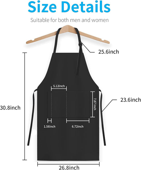 Adjustable Bib Apron - Waterproof with 2 Pockets, Neck Strap, and Extra Long Tie for Cooking Kitchen
