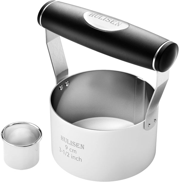 HULISEN 3.5 inch Biscuit Cutter, Stainless Steel Round Cookies Cutter with Soft Grip Handle, Professional Baking Dough