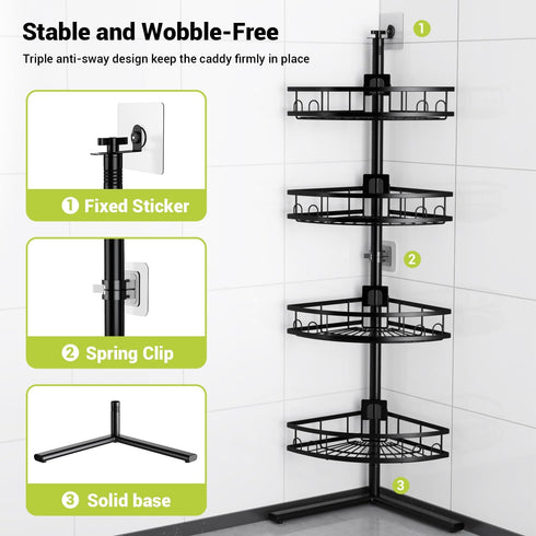 4-tier Aitatty Corner Shower Caddy Standing: Rustproof Shower Organizer Shelf - Floor Shower Corner Shelf Rack Stand