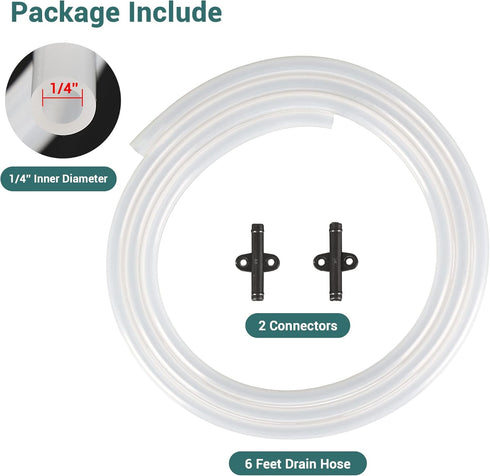 Gevi Household Drain Hose Extension for Nugget Ice Maker GIMN-1000, 1/4'' ID x 6 Feet, Durable Silicone Material