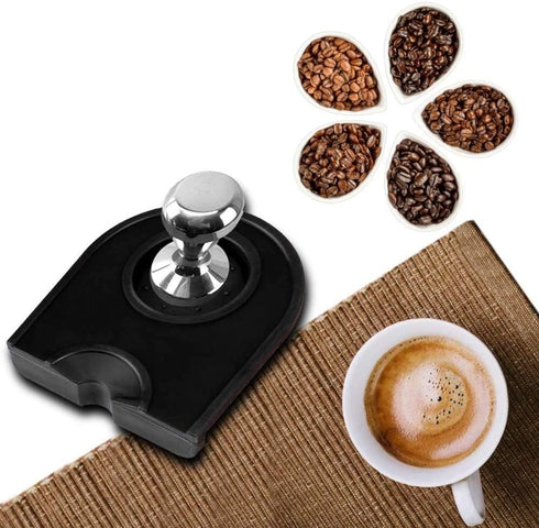 Silicone Coffee Tamp Mat, Anti-Skid Espresso Tampering Corner Pad Tool (Black)
