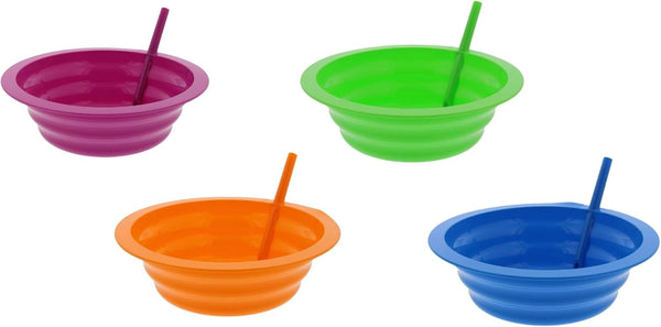 Arrow Home Products 22oz Sip-A-Bowl Set - 4pk BPA Free Straw Bowls for Kids, Assorted Colors