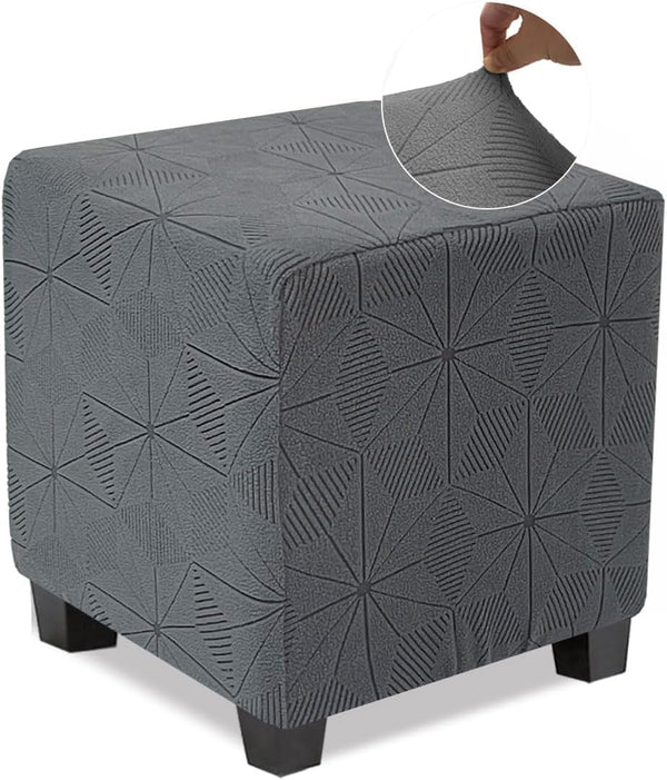 NeColorLife Small Ottoman Cover - Stretch Ottoman Slipcover in Soft Knitted Jacquard