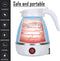 Small Foldable Portable Electric Kettle, Silicone Collapsible Heating Water Boiler Tea Pot for Camping, Blue