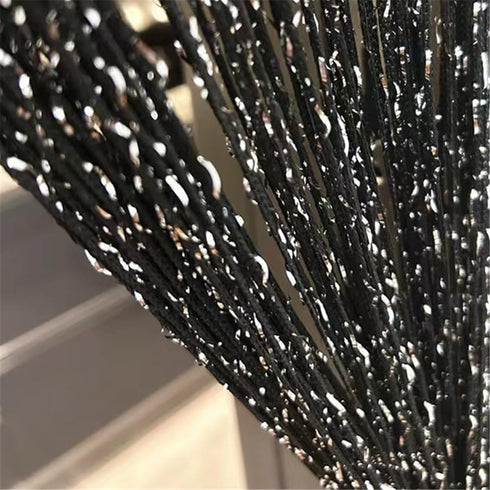 ave split Decorative Door String Curtain, Wall Panel Fringe Window Drapes, Room Divider Blind, Black 100cm*200cm