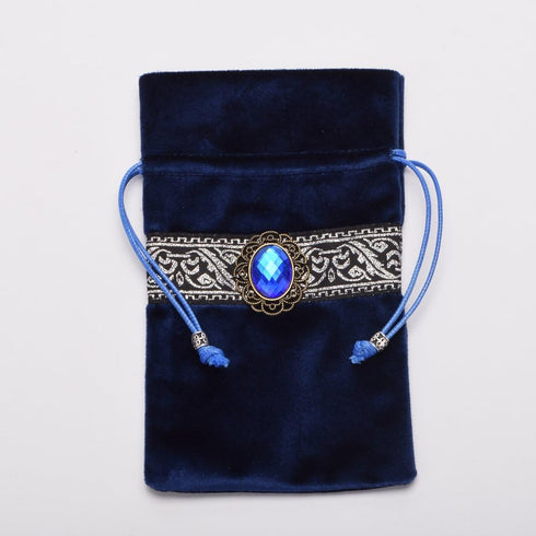 BLESSUME Square Velvet Altar Tarot Table Cloth and Pouch, Dark Blue