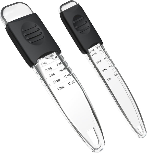 Professional Adjustable Measuring Spoons Set of 2#2258, Fits in Spice Jars, BPA-free & Dishwasher Safe