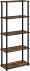Furinno Turn-N-Tube 5-Tier Shelf Display Rack, Multipurpose, Amber Pine/Black