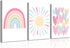 RCJARTI 3Pcs Pink Nursery Canvas Wall Art Rainbow Poster Kids Bedroom Baby