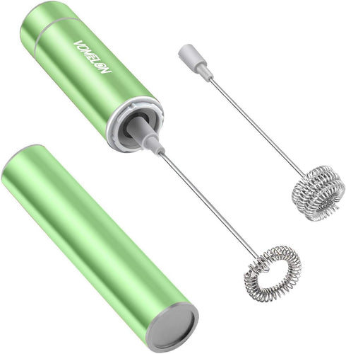 Electric Milk Frother Handheld, Travel Coffee Drink Mixer, Batteries Included, 304 Stainless Steel Whisk, Egg-Grass