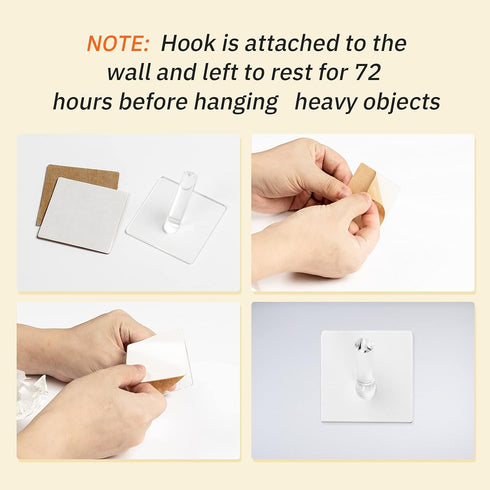 Jetec 6 Pieces Clear Acrylic Hat Hooks, Heavy Duty Wall Mounted Coat and Towel Hook, Self Adhesive Jewelry Organizer