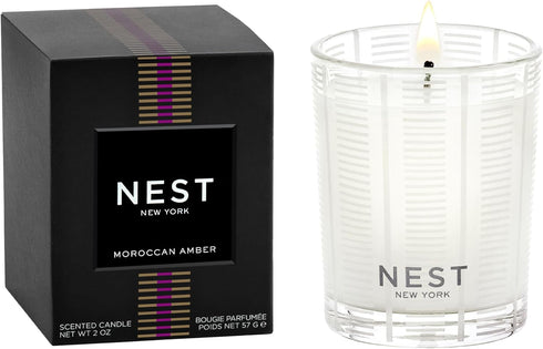 NEST New York Moroccan Amber Scented Votive Candle - 2 oz - Up to 28-Hour Burn Time - Reusable Glass Vessel
