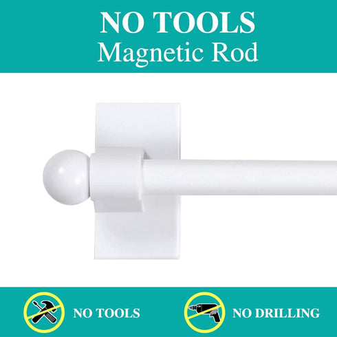 Turquoize Magnetic Curtain Rods, 2 Pack, Adjustable Length from 9 inch to 16 inch, White