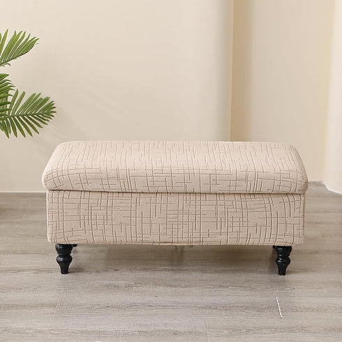 48) Eco-Ancheng Storage Ottoman Cover Rectangle Ottoman Slipcover Folding Storage Bench Cover Footrest Stool Slipcover