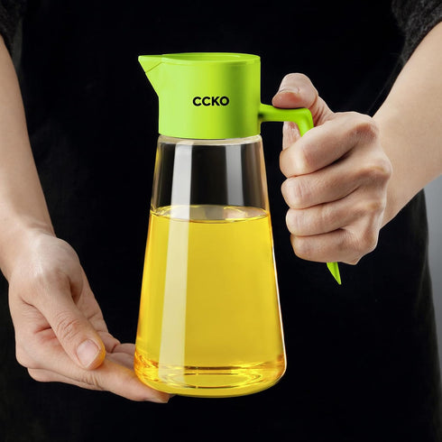 19oz CCKO Olive Oil Dispenser Bottle Glass Oil Bottle for Kitchen Cooking,Auto Flip Drip Free Cooking Oil