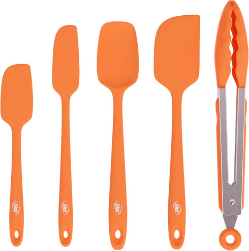Kaluns Silicone Spatula Set, 4 Rubber Spatulas 600°F Heat Resistant, Nonstick Seamless Design with Stainless Steel Core, Dishwasher Safe, BPA free, Bonus Tongs Included by Kaluns