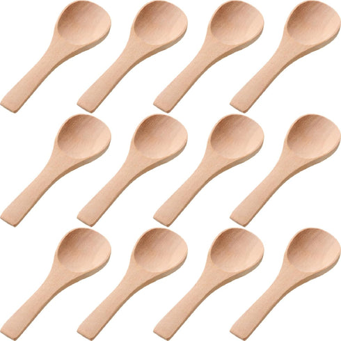Boao 50 Pcs Small Wooden Spoons, 3.5'' L, Mini Wood Natural Tiny Spoons for Jars, Sugar, Creamer, Honey