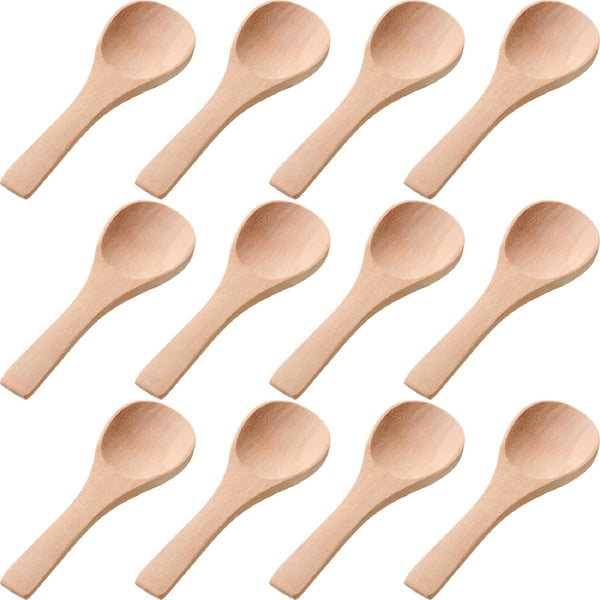 Boao 50 Pcs Small Wooden Spoons, 3.5'' L, Mini Wood Natural Tiny Spoons for Jars, Sugar, Creamer, Honey