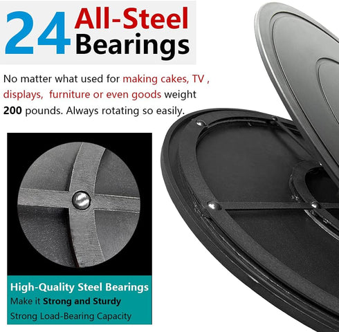 16Inch Lazy Susan Turntable - Heavy Duty Rotating Swivel Steel Ball Bearings - Flat Base Stand