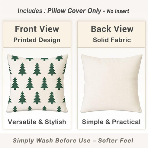 18x18 Set 2, Christmas Pillow Covers of Modern Farmhouse Xmas Holiday Throw Pillow Cases Decoration for Sofa Couch