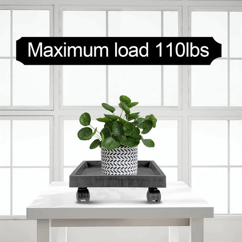 2 Pack 11.8 Inch JOIKIT Square Plant Caddy with Wheels, Heavy Duty Rolling Plant Stand, Wheeled Planter Saucer Tray