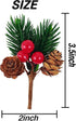 GXXMEI 30PCS Christmas Floral Picks, Pine Cone Holly Berry Stems for Crafts, Artificial Christmas Picks and Sprays, Red