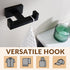 APLusee Double Robe Towel Hook, Stainless Steel Square Dual Coat Hook, Matte Black Utility Storage Hanger
