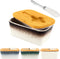 GLAVIONIX Butter Dish with Lid, 6.5" Large Butter Container for Countertop, Ceramic Brown