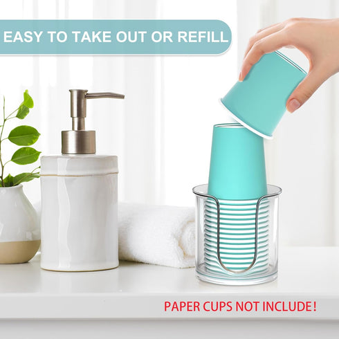 2 Pack Countertop 3 oz 3oz 4oz Bathroom Cup Dispenser - Bathroom Cup Holder for Dixie and Paper Cups - Mouthwash Cup