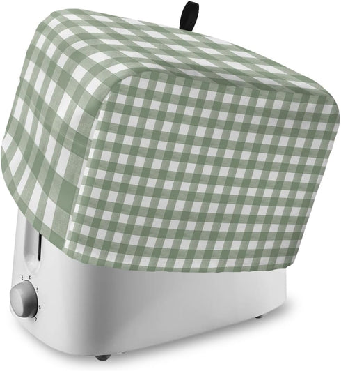 Sage Green Buffalo Plaid Toaster Cover 2 Slice, Farmhouse Green White Checkered Small Kitchen Appliance Cover