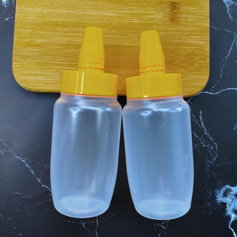 2pcs Empty Honey Jars Squeeze Bottles Plastic Honey Dispenser with Lids Refillable Condiment Container for Maple Syrup