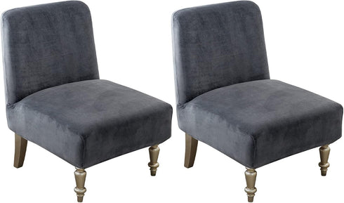 Leorate 2 Pcs Velvet Armless Chair Slipcover, High Stretch Slipper Chair Cover,