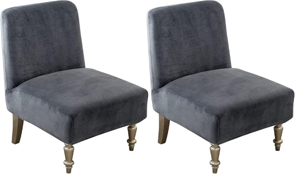 Leorate 2 Pcs Velvet Armless Chair Slipcover, High Stretch Slipper Chair Cover,