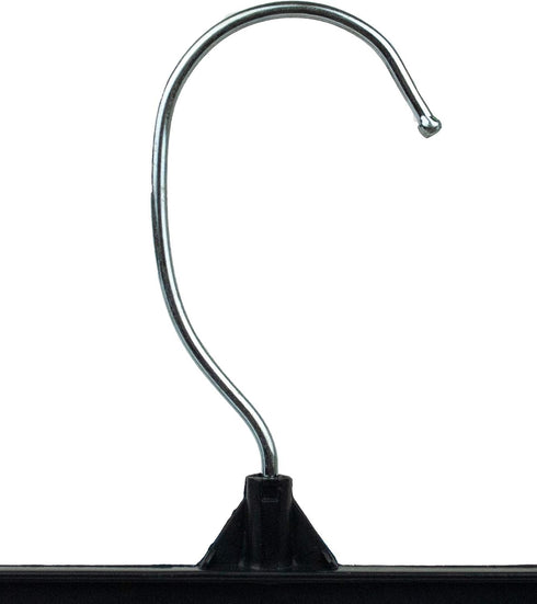 HangOn Recycled Plastic Pants Hangers with Ridged Clips, 12 Inch, Black, 10 Pack