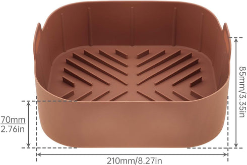 Air Fryer Silicone Liners 2Pcs - Square 8.2inch Reusable Liners for 4-8 QT Air Fryer Basket Accessories