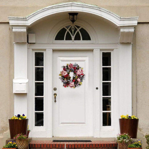 Artificial Peony Hydrangea Flower Door Wreaths, Spring and Summer Floral Wreath for Home, Wedding Decor 35cm