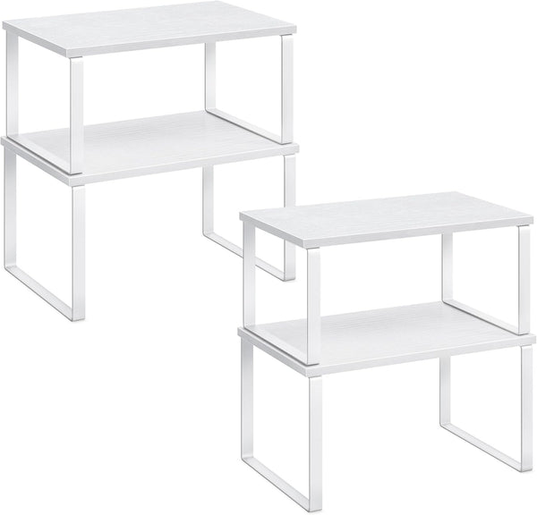 SONGMICS Cabinet Organizer Shelf, Set of 4 Kitchen Counter Shelves, Kitchen Storage,