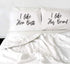 Signatives I Like Her Butt I Like His Beard Pillow Cases, Set of 2 White Pillow Covers for Couples Gifts