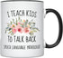 YouNique Designs I Teach Kids to Talk Back SLP Mug, 11 Ounces, Speech Language Pathology Coffee Cup for Women