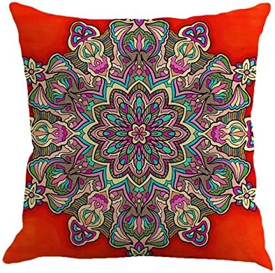 Set 4 18 18 Jartinle of Retro Red Floral Mandala Compass Medallion Bohemian Pillow Covers Boho Decor Hippie Ethnic