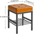 LG-60J IBUYKE Square Makeup Stool with Adjustable Feet and Storage Space, Footrest Chair, PU Vanity Seat, Multi-Use as