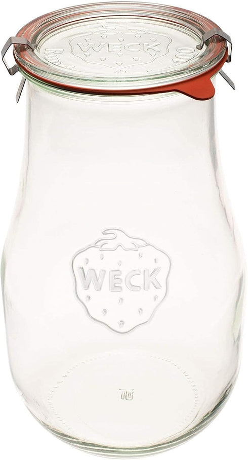Weck Tulip Jars, 2.5 Liter Glass Jars for Sourdough Starter, Canning, Storage, Wide Mouth with Glass Lid, 1 Jar