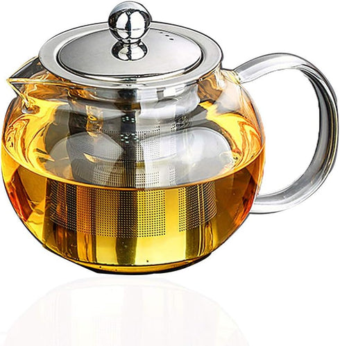 Lead-Free Thicken Glass Teapot Kettle with Removable Stainless Steel Infuser – 33oz / 950mm for Blooming and Loose Leaf